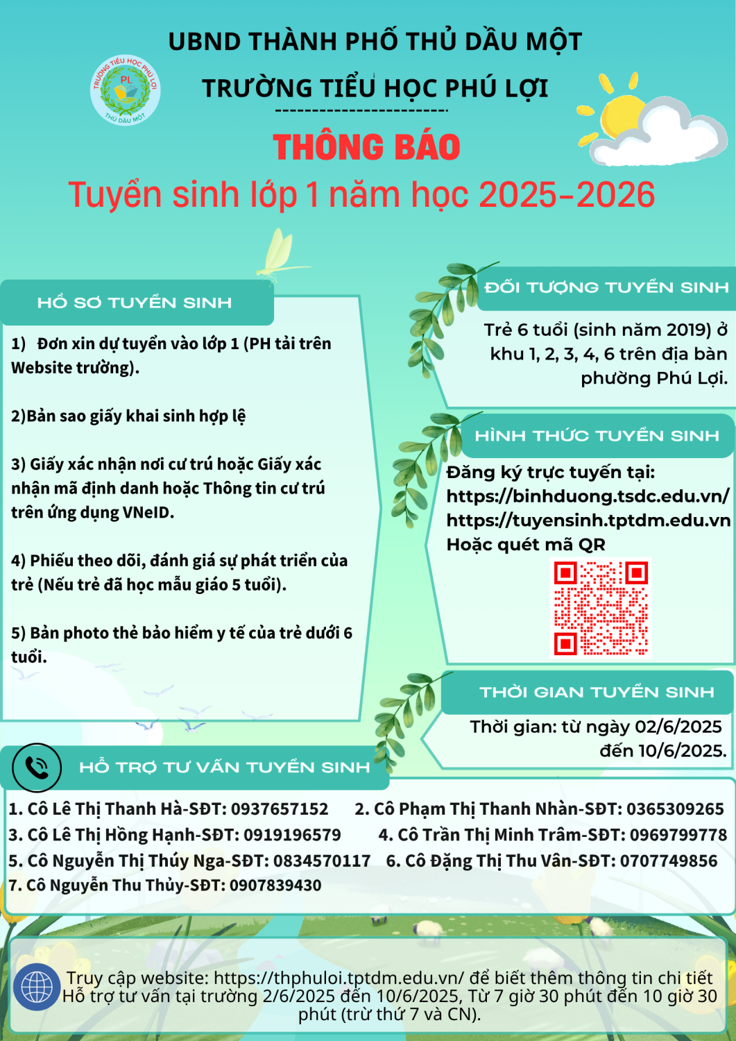 Tuyển sinh lớp 1 năm học 2025-2026